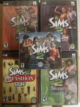 The Sims 2 Pc Game Lot Of 5: Nightlife~University~H&amp;M Fashion Stuff~Open For Bus - $15.84