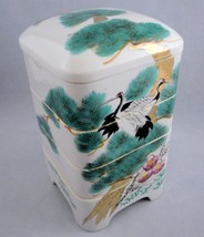 Japanese Jubako Bento Stacking 4 Tier Box Oriental Pottery Crane Bonsai ... - £129.09 GBP