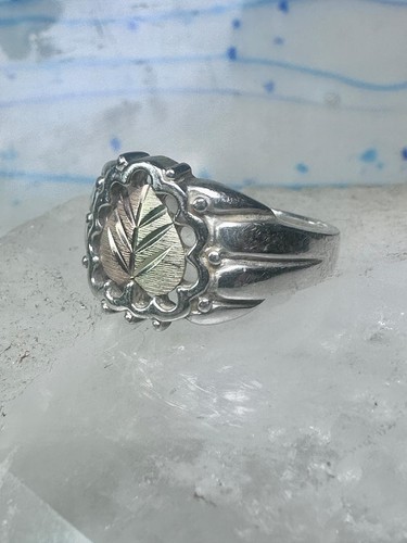 Black Hills Gold Ring leaf band size 7.75 sterling silver women girls Item image 8