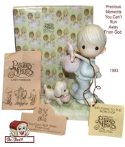 Precious Moments 1983 You Can&#39;t Run Away From God E-0525 Figurine Vintage - £19.61 GBP