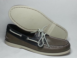 Sperry Top-Sider Men Size 9 Boat Shoes Leather Gray Blue Leather Lining  - £75.67 GBP