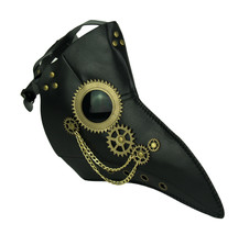 Black and Gold Steampunk Gears and Chains Plague Doctor Mask - £23.86 GBP