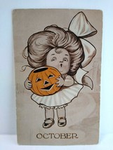 October Halloween Dodsworth Big Hair Girl Vintage Postcard AH Co Vintage 1908 - £88.77 GBP