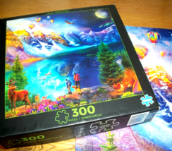 Jigsaw Puzzle 300 Large Pcs Lake Moraine Canada Hot Air Balloons Canoes Complete - £10.07 GBP