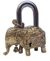 antique brass Padlock with Keys heavy duty elephant shape - £39.61 GBP