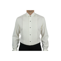 Men's Tuxedo shirt By CLASSIX Wing Tip Formal Pleated Front After Six M00 Ivory image 6