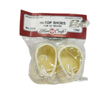 VINTAGE FIBRE CRAFT HI-TOP BABY DOLL SHOES WHITE W LACES NEW IN PACKAGE - £15.22 GBP