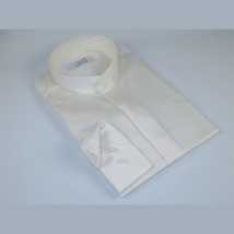 Mens CEREMONIA Pastor Shirt 100% Cotton Turkey Banded Collar #stn 17 hyk Ivory image 2