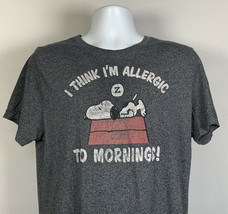 Peanuts Snoopy I Think I&#39;m allergic to Mornings T Shirt Womens Juniors XL Gray - £14.76 GBP