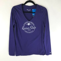 Champion Kansas State Wildcats Womens T Shirt Top V Neck Long Sleeve Purple S - £7.78 GBP