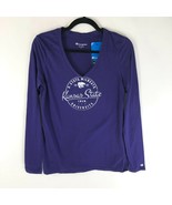 Champion Kansas State Wildcats Womens T Shirt Top V Neck Long Sleeve Pur... - £7.61 GBP