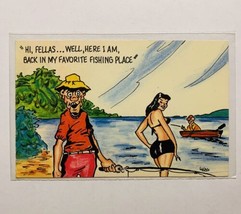 Vintage Artist Signed Comic Humor Postcard Woman Bikini Favorite Fishing... - £7.50 GBP