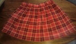 Girls Vintage Little World Size 6 Orange Acrylic Skirt Plaid Fall Cute P... - $19.99