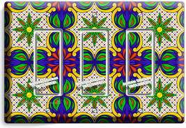 Mexican Folk Art Talavera Tile Look 3 Gfci Light Switch Plate Kitchen Room Decor - $17.99