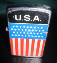 Vintage MY-LITE Patriotic USA US Flag Flip Top Petrol Lighter Made in Korea - $30.00