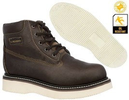 Mens Brown Work Boots Genuine Leather Oil Slip Resistant Lace Up Soft Toe - £47.17 GBP