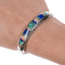 6.25&quot; Ray Tracey Knifewing Navajo Sterling Turquoise, coral, and lapis cuff brac - $391.05