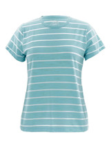 Time and Tru Womens XXXL 22 Aqua White Stripe Short Sleeve Slub Crew Tee Shirt - £6.74 GBP