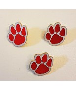 Figural Scatter Hat Pin Tack Back LOT of 3 Red &amp; White Dog Pet Paw Print... - £11.76 GBP