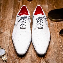 Criss Genuine Ostrich Quill Oxford Dress Shoes White image 14