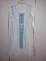 Jona Michelle Girl&#39;s White Crinkle DRESS-10-NWOT-100% Cotton SHELL/KNIT Lined - £7.56 GBP