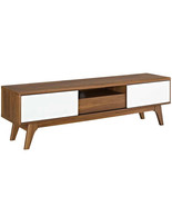 59&quot; Mid Century Modern LED LCD DLP HD Walnut &amp; White Media TV Stand Cred... - $3,083.63 MXN