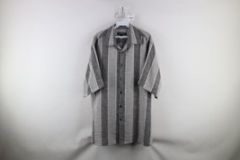 Vtg 90s Rockabilly Mens L Striped Panel Color Block Short Sleeve Button Shirt - £37.69 GBP