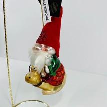 Robert Stanley Gnome On Snail Blown Glass Christmas Tree Ornament Elf - £15.78 GBP