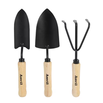 3-Piece Wood Handle Garden Tool Set (Trowel, Transplanter and Cultivator) - $19.16