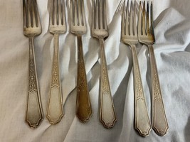6 Ancestral Dinner Forks 1847 Rogers Silverplate Vintage Flatware No Monogram - £17.18 GBP