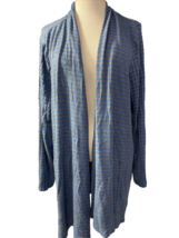  Chico&#39;s Zenergy Plush Blue and Gray Striped Open Cardigan Long Sleeve S... - €12,20 EUR