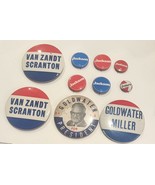 Lot of 10 Vintage Political Pinback Buttons Scranton, Jackson And Goldwa... - $94.24 MXN