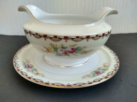 Vintage Meito China Gravy Sauce Bowl Boat Attached Underplate - Made in Japan - £20.11 GBP