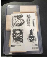 Stampin Up Wood Mount Set ~ Beware Pirates Halloween Skull Ship NEW  - $75.31 CAD