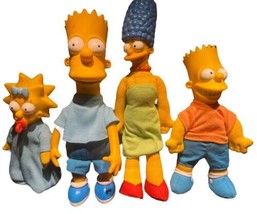 4 Simpsons Plush Dolls 1990 Dan Dee Bart Simpson Maggie Marge 11”  - $23.01