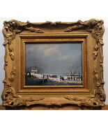 Signed J.G. Hans – 19th C. Dutch Winter Landscape with Skaters &amp; Windmil... - $1,103.00