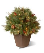 24&quot; Pine Porch Bush with Clear Lights Indoor Outdoor Topiary - £52.01 GBP