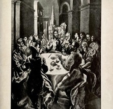 1916 El Greco Banquet In the House of Simeon Jesus Antique Art Print Mannerism  - £27.59 GBP