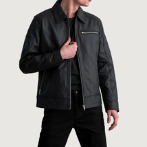 Men&#39;s Cafe Racer Style Matte Black Genuine Leather Biker Jacket - $49.00+