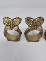 Vintage Brass Butterfly Monarch Napkin Rings Holders Set of 6 - £18.15 GBP