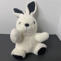 Plush Stuffed White Bunny Rabbit With Black Feet And Ears Super Soft - £6.42 GBP