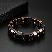Cylinder Hematite Charm Bracelets Men Tiger Eye &amp; Hematite Bracelets for Women N - £10.12 GBP