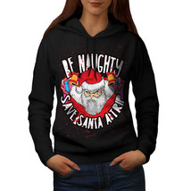 Wellcoda Naughty Santa Christmas Womens Hoodie,  Casual Hooded Sweatshirt - £28.60 GBP