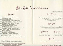 Les Ambassadeurs Menu Diplomat Hotel Hollywood Florida 1959 Miss Georgia Gibbs - £17.16 GBP