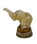 Vintage Onyx Carved Elephant Figurine Trunk Raised Mexico - $834.38 MXN