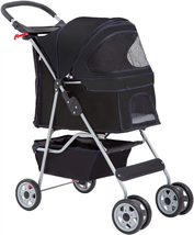 Folding Pet Stroller, Black, 39"H - $71.62