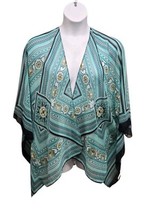 New York &amp; Co Kimono Womens OS Turquoise Floral Print Lightweight Cover Up  - $14.85