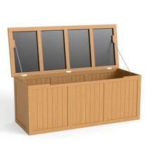 112 Gallon Outdoor Solid Wood Deck Box | Storage, Seat, Table Top - $216.99