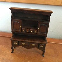 Vintage Dollhouse Miniature Wood Wooden Secretary w Opening Drawers &amp; Cabinets – - £22.96 GBP