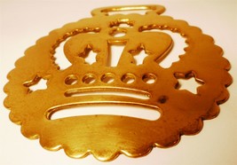 VINTAGE SOLID BRASS HORSE BRACES COMMEMORATIVE QUEEN ELIZABETH - $16.00